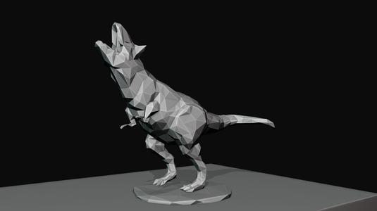 Carnotaurus dinosaur looking up roaring low poly stl