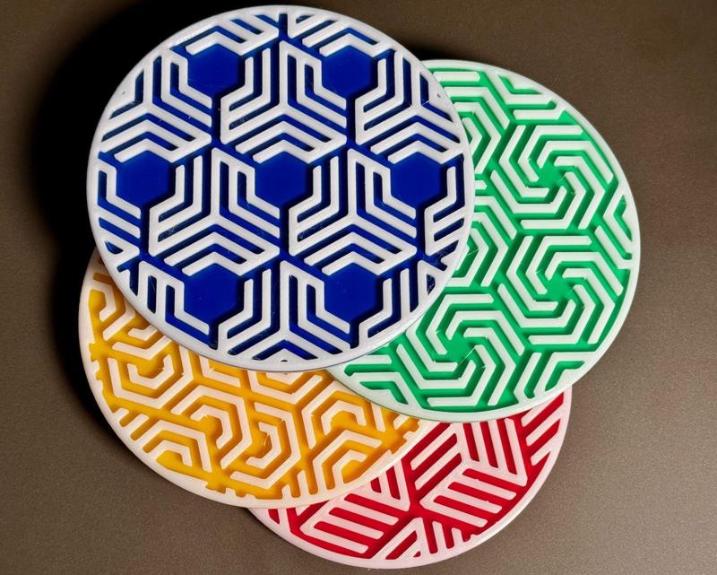 Hex Pattern Coasters With Drip Ring