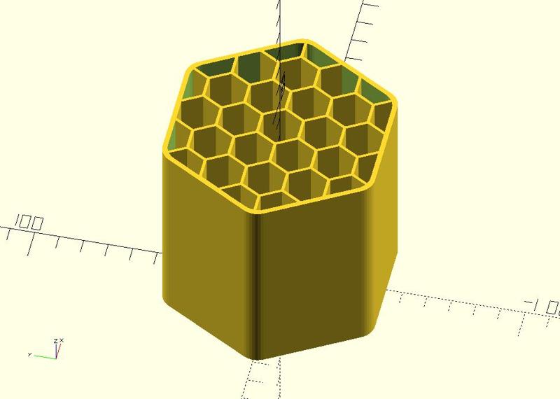 HEXA stojan na štětce (HEXA brush cup)-OpenSCAD parametrizable
