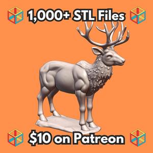28mm DND Mystical Forest Stag Miniature for DND Campaigns MineeForm FDM 3D Print STL File