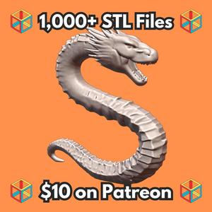 28mm Sci-Fi Serpentine Dragon for Galactic Adventures MineeForm FDM 3D Print STL File