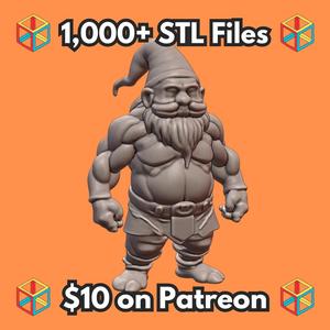 Buff Garden Gnome with Muscles for Fairy Garden Decor MineeForm FDM 3D Print STL File
