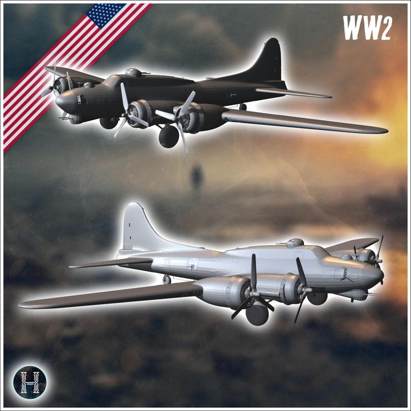 Boeing B-17 Flying Fortress heavy bomber aircraft (1) - USA US Army Western Front Normandy Africa Bulge WWII D-Day