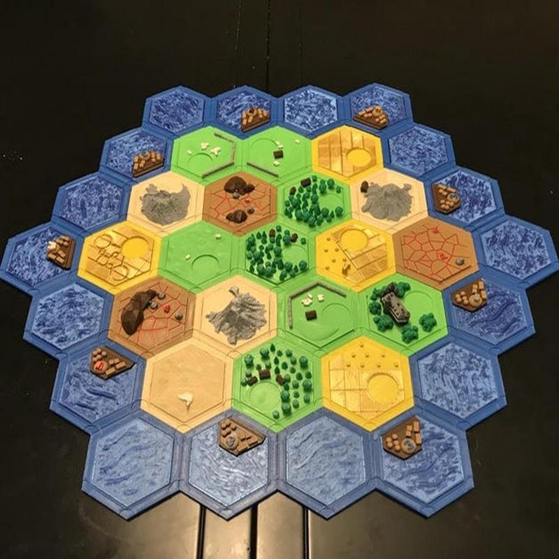 Complete Settlers of Catan Tile Set - Single Nozzle, Multi-color Layers