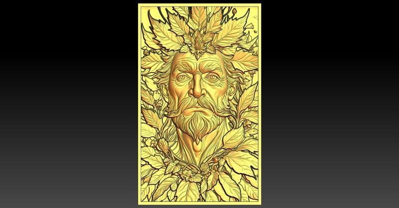 Green Man CNC Relief Model