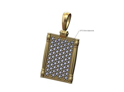 Diamond Lotus column sides scroll pendant charm 3D print model