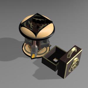 Trapped dice box with support