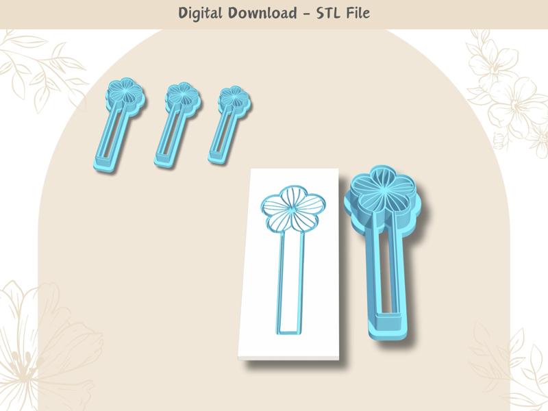 Flower Bookmark Cutter for Polymer Clay | Digital STL File | Clay Tools | 3 Sizes Clay Cutters | 100mm, 120mm, 140mm