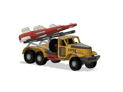 Yellow Missile Transport Truck with Movements