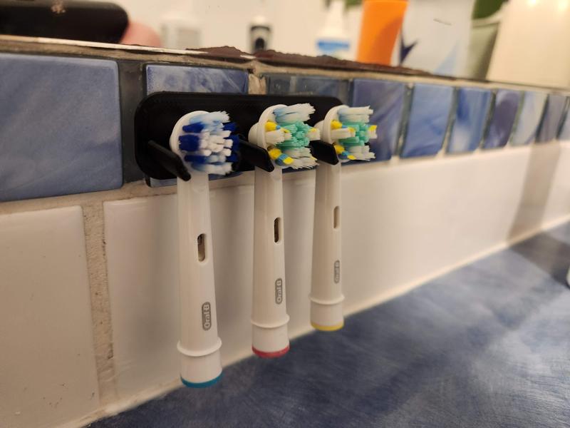 3-Head Version of Wall mount Oral-B / Braun Toothbrush Head Holder