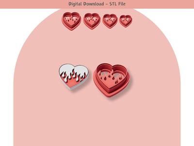 Valentine Heart 04 Clay Cutter for Polymer Clay | Digital STL File | Clay Tools | 4 Sizes