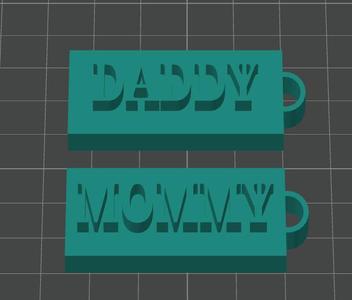 Mommy and Daddy keychains