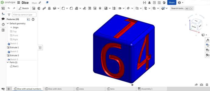 Dice with numbers