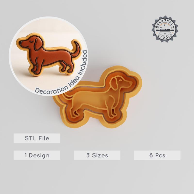 Dachshund Cookie Cutter & Stamp Set, Perfect for Cookies & Fondant, S/M/L Sizes, Dog Breed Baking Tools, Puppy & Pet Decor PRODUCT_280