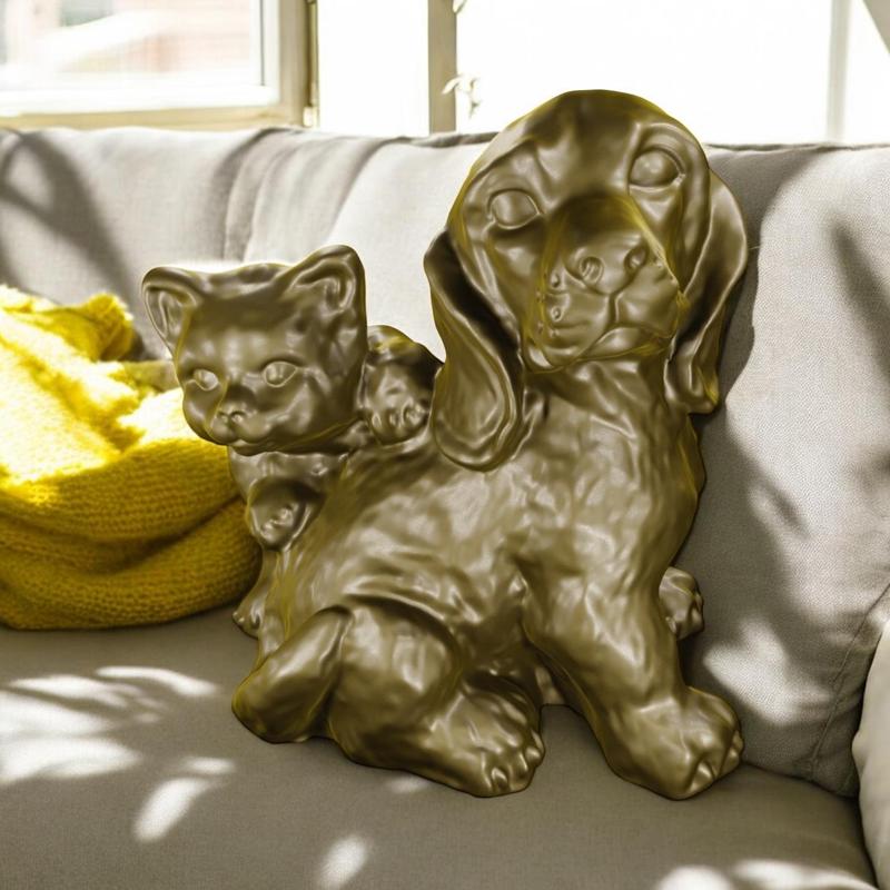 basset and cat friend