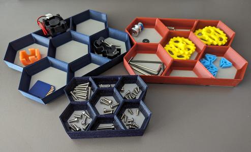 Stackable Hex Tray Part Organizer