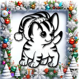 santa kitten wall art christmas wall decoration xmas kitty cat decor