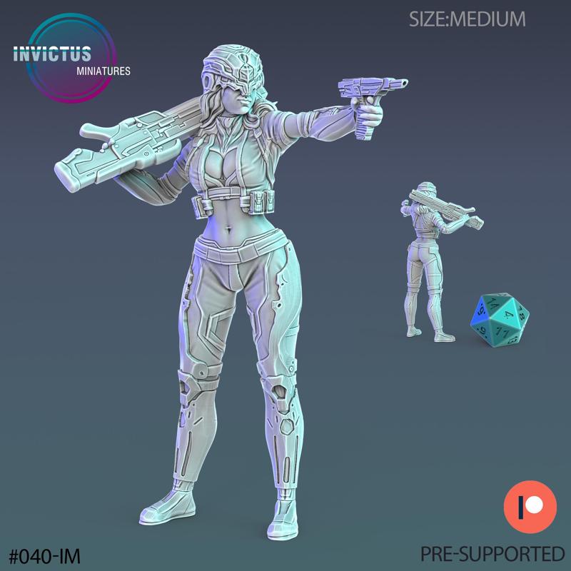 Android Spy Girl Aiming / Space Soldier / Cyberpunk Warrior / Invasion Army / Trooper Attack / Sci-Fi Encounter