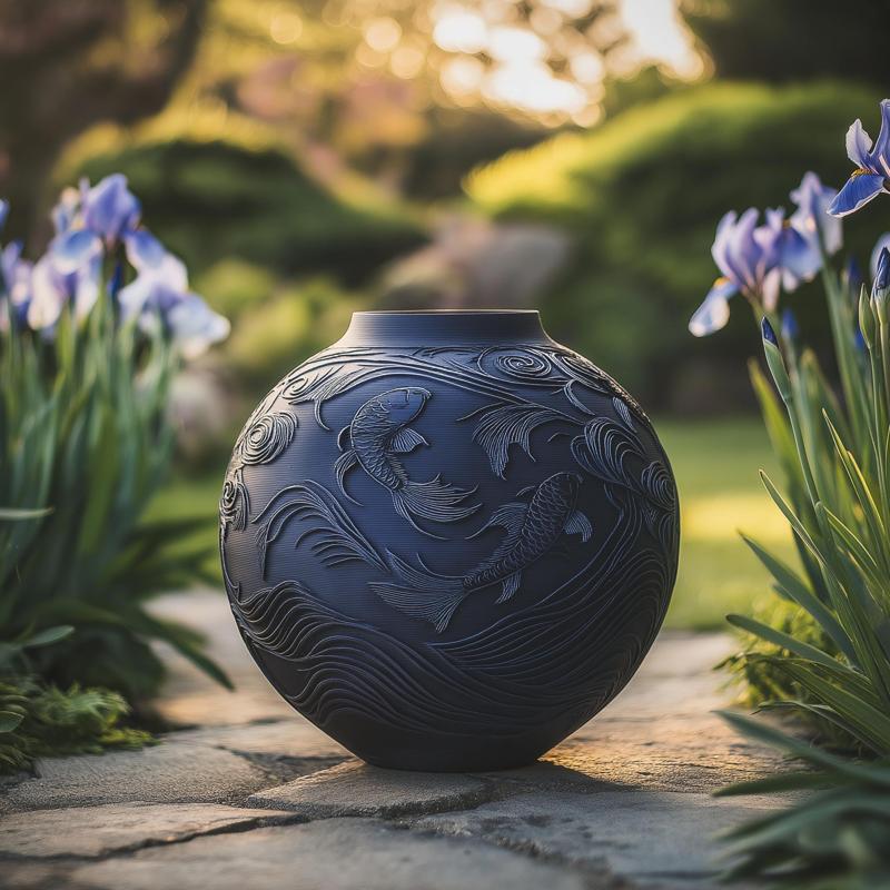 Koi Serenity Vase for Zen-Themed Home Decor