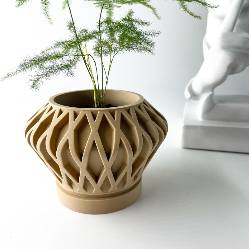 The Suvan Planter Pot with Drainage Tray & Stand | Modern and Unique Home Decor for Plants