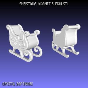 Christmas Sleigh Refrigerator Magnet 3D Printable Digital STL File