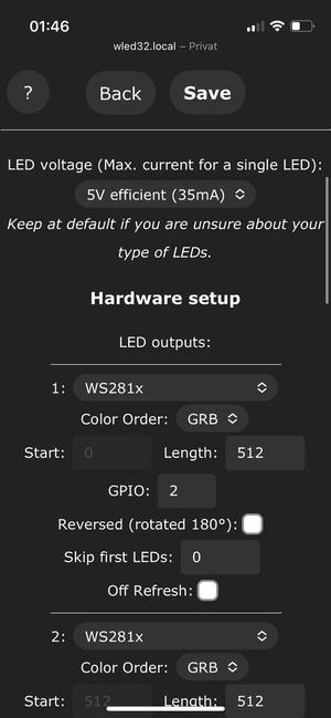 LED RGB Matrix WS2812B ESP32 WLED 32x32 round square grid screen IKEA picture frame diffusor sound active