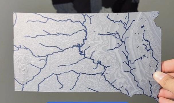 South Dakota, USA (SD) Topographic Map with Rivers