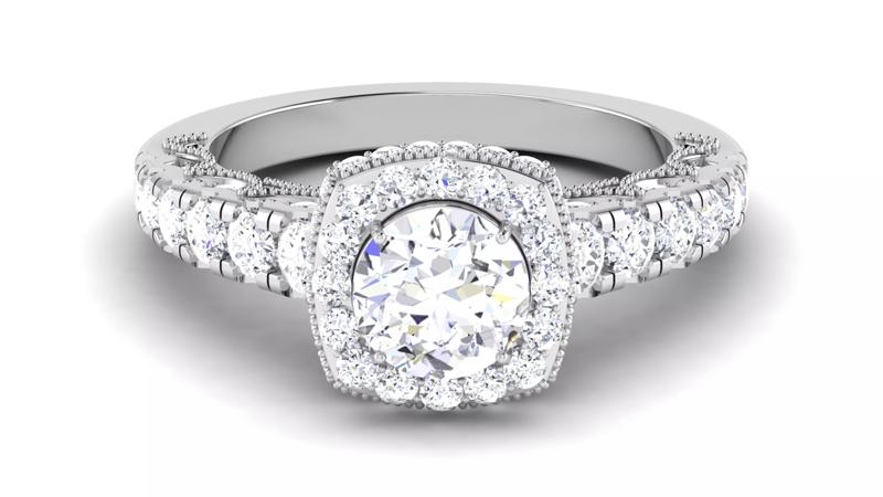 Solitaire Engagement Wedding Ring Halo Ring
