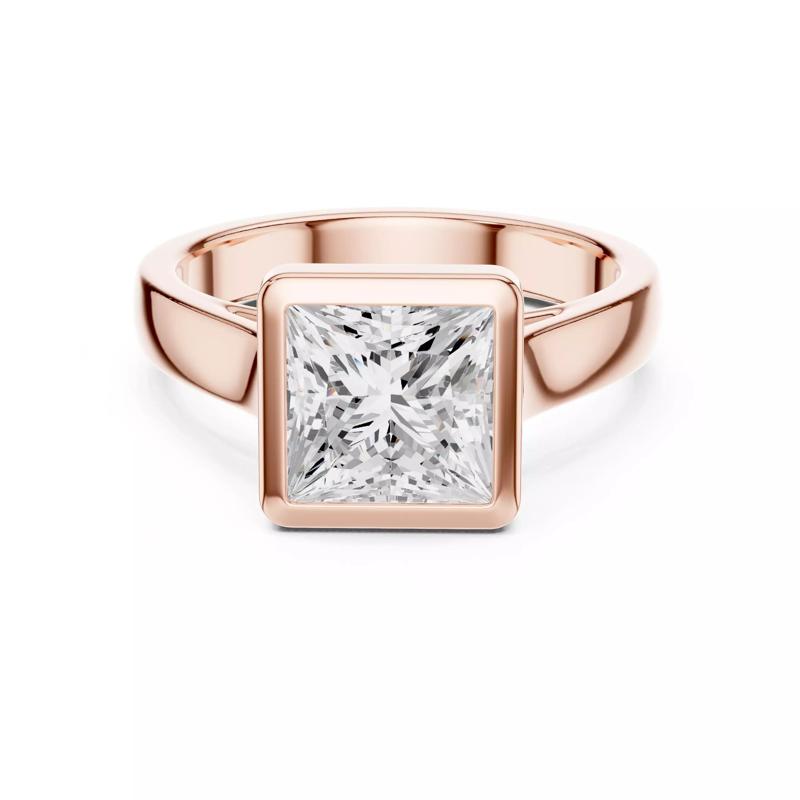 Solitaire Princess Cut Diamond Bezel Set Wedding Ring File Video