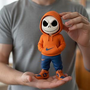 Stylized Jack Skellington Figure with Urban Hoodie - Halloween doll