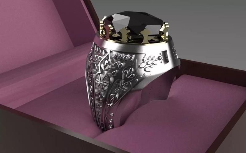 Men ring Cross with two Gemstone head