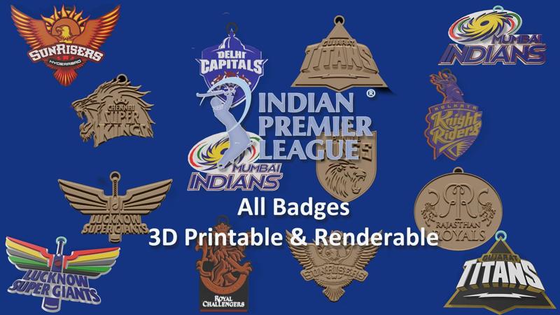 Indian Premier League all teams badges printable and renderable