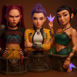 Pack of 3 Busts - Rumi, Zoey and Mira - Demon Hunters Kpop