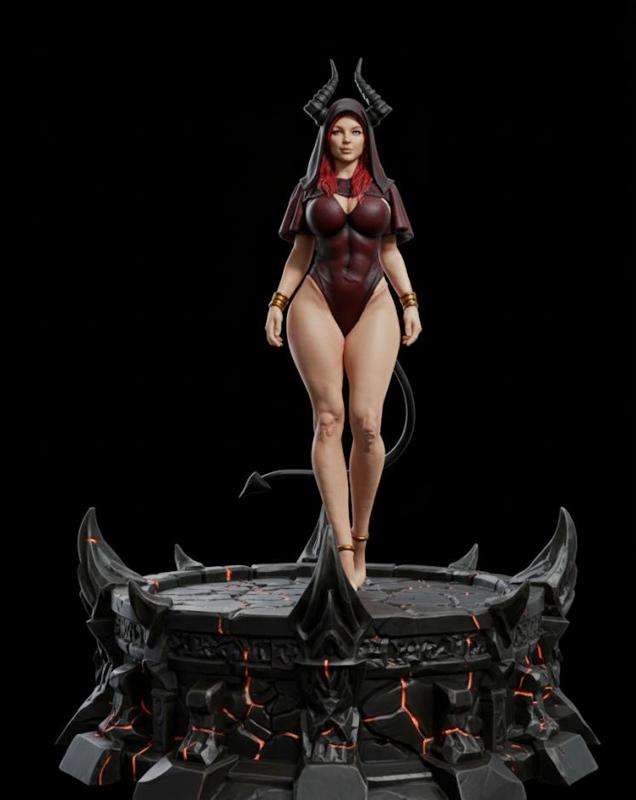 Succubus Sorceress: A Demonic Temptress Statue 3D Model for Printing
