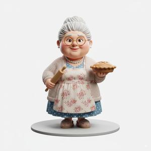 Charming Cartoon Grandmother Figurine – Beloved Elder Character 3D Print for Home & Gifts