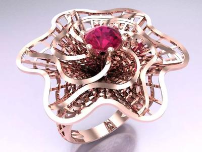 Mesh flower ring - Italian rings - Womens Rings - N6438