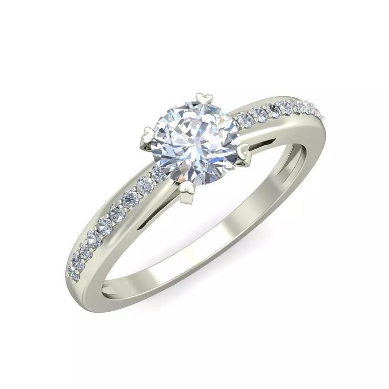 Elegant Moissanite and Near White Diamond Engagement Ring