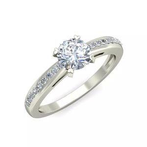Elegant Moissanite and Near White Diamond Engagement Ring