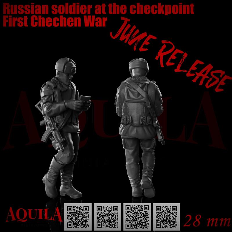 Russian soldier at the checkpoint First Chechen War