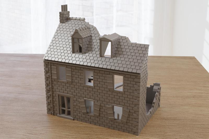 French House FH DS03 Destroyed Normandy Wargaming Terrain