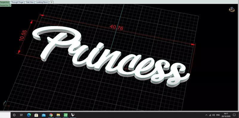 Princess name necklace 40 mm length