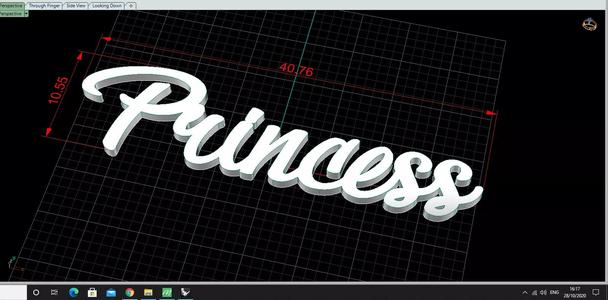 Princess name necklace 40 mm length