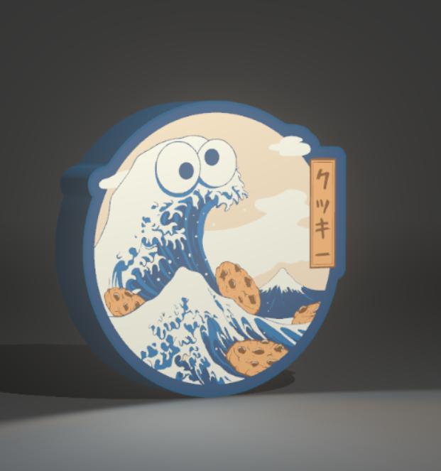 Cookie Monster Sesame Street The Great Wave of Kanagawa lightbox / el monstruo de las galletas la gran ola de kanagawa barrio sésamo light box