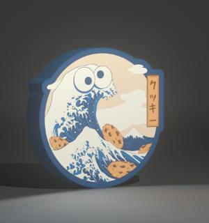 Cookie Monster Sesame Street The Great Wave of Kanagawa lightbox / el monstruo de las galletas la gran ola de kanagawa barrio sésamo light box