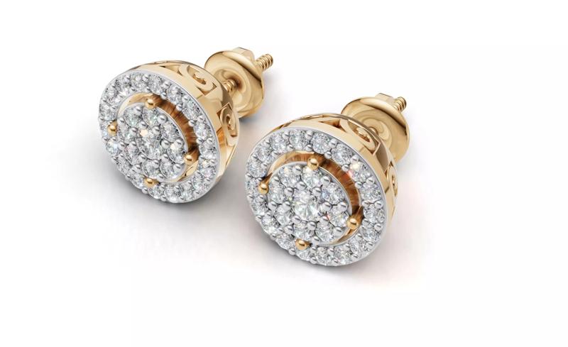 AV 709 Diamond Womens Circle Cluster Stud Earrings