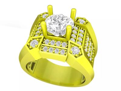 Korean Style Fashion Diamond Men Ring 3D Model A7129