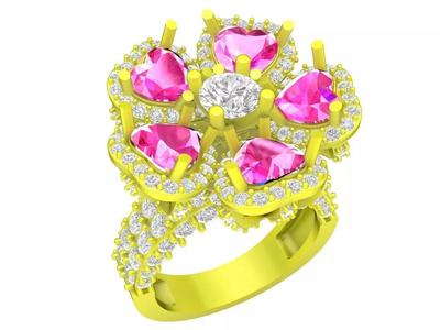 6991 Luxury Heart Diamond Flower Women Ring