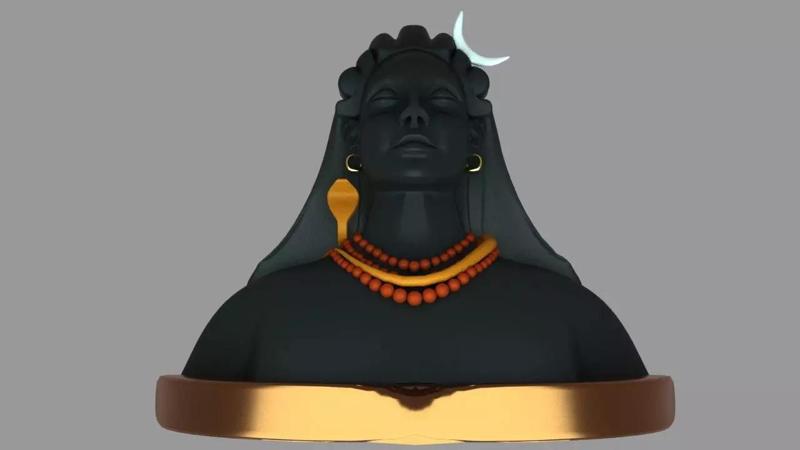 ADIYOGI bust of indian goddess with crescent moon