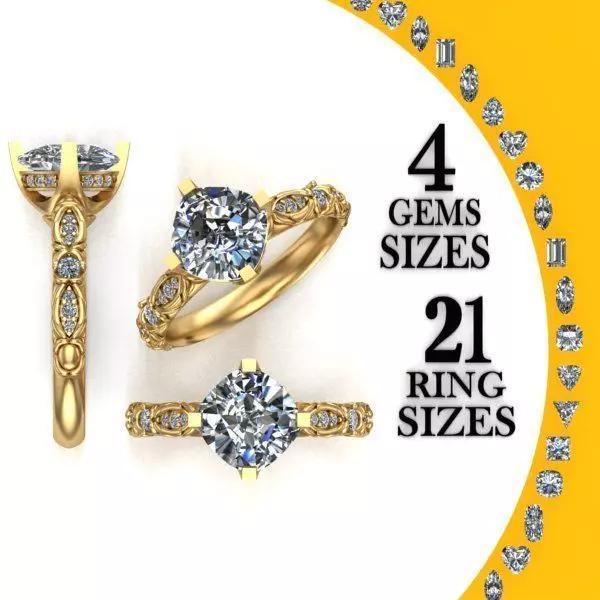 Engagement Ring with flowers from gems