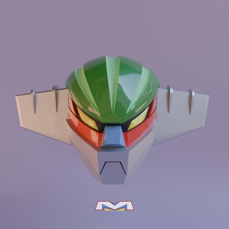 Kotetsu Steel Jeeg Head Helmet Wearable + Bonus Head Display